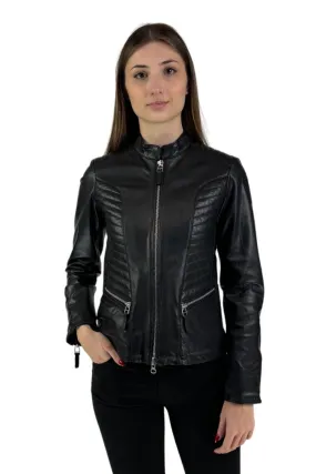 Blauer biker in pelle imbottito Emilia 24sbldl02427