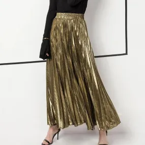 Gonna lunga plissettata Gonne midi plissettate color oro Gonna plissettata argento Gonne plissettate color oro