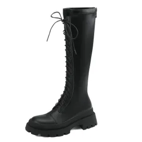 Tendenze stivali alti al ginocchio con plateau in vera pelle autunno inverno scarpe da sposa per feste donna 2022 le più nuove d
